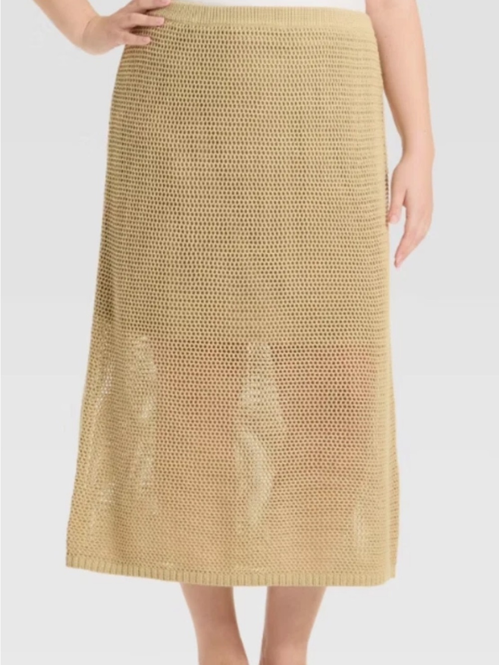 NEW A New Day Women's Crochet-Style Pointelle Midi Sweater Skirt Size 2X